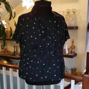 J M Collection Black Ruffled Empire Waist Blouse